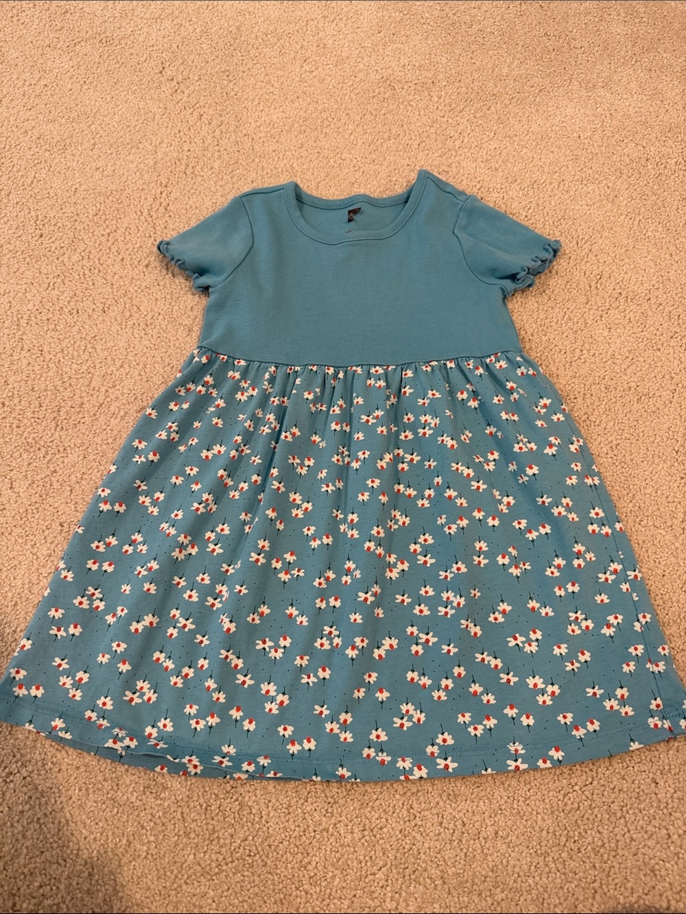 Tea Collection Teal Floral Short-Sleeve Dress